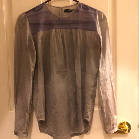 Ultra Rare Dace Cotton Blend Blouse with French Lace Detailing - Picture 1 of 7